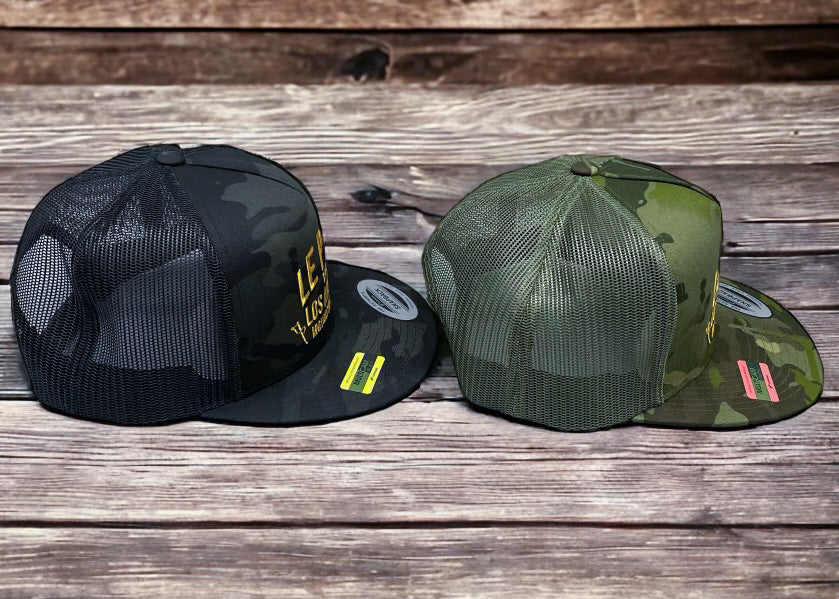 Green Camo Trucker Hat with Gold Detail TROPHY WIFE CAMO TRUCKER HAT – Judith March main image 2
