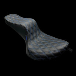 Custom Cherokee / Full Black Leather / With Biker Gel / Blue Diamond Stitch / Fits 16-17 Softail Slim Only